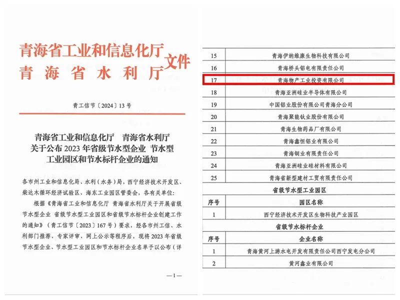 建设节水企业 共筑绿色未来&mdash;&mdash;物产工投公司成功获得&ldquo;青海省节水型企业&rdquo;认定